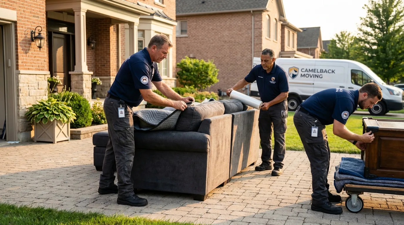 Large estate moving crew wrapping furniture in Arlington Heights, IL
