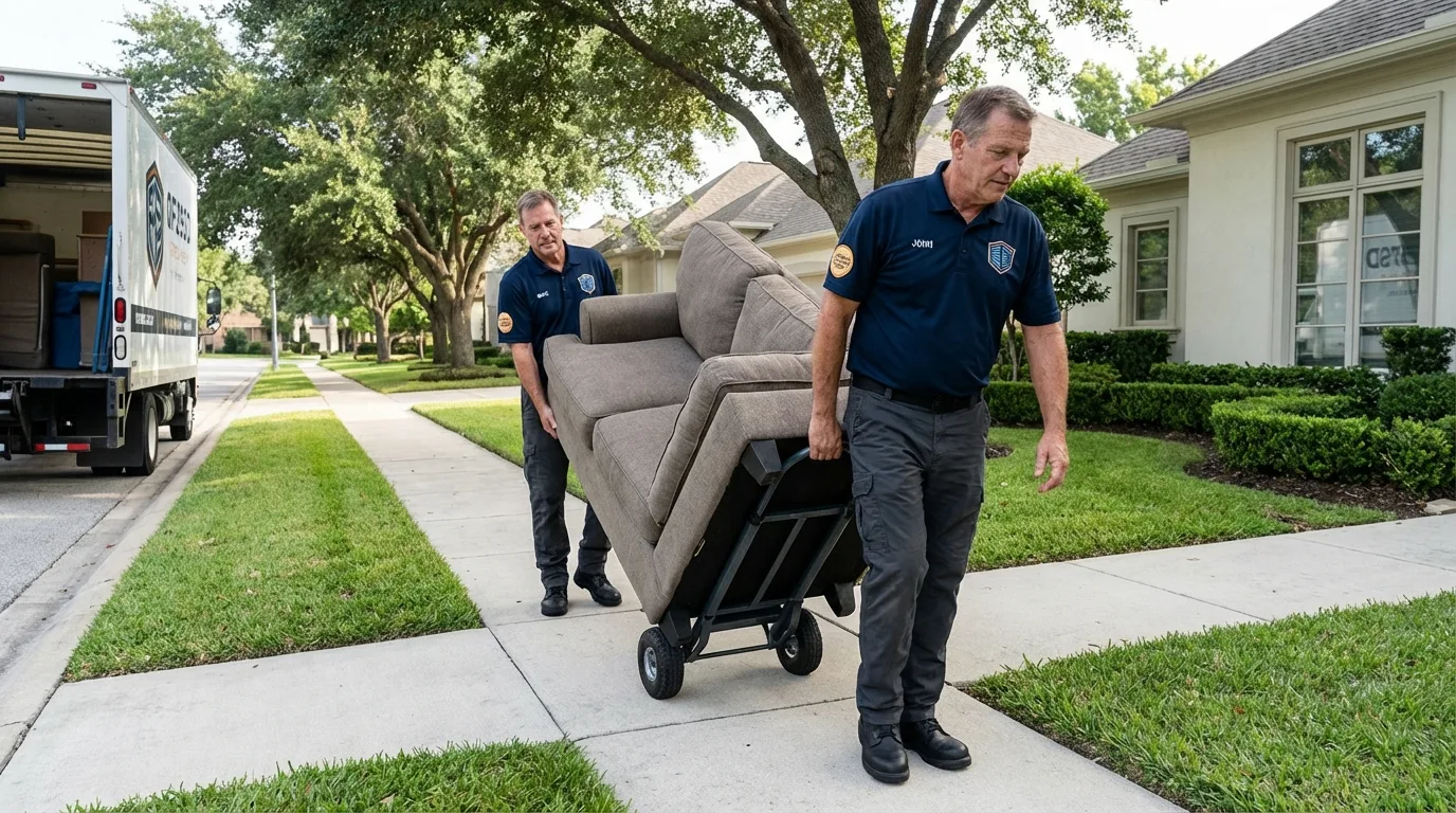 Local residential moving crew loading furniture in Arlington Heights, IL