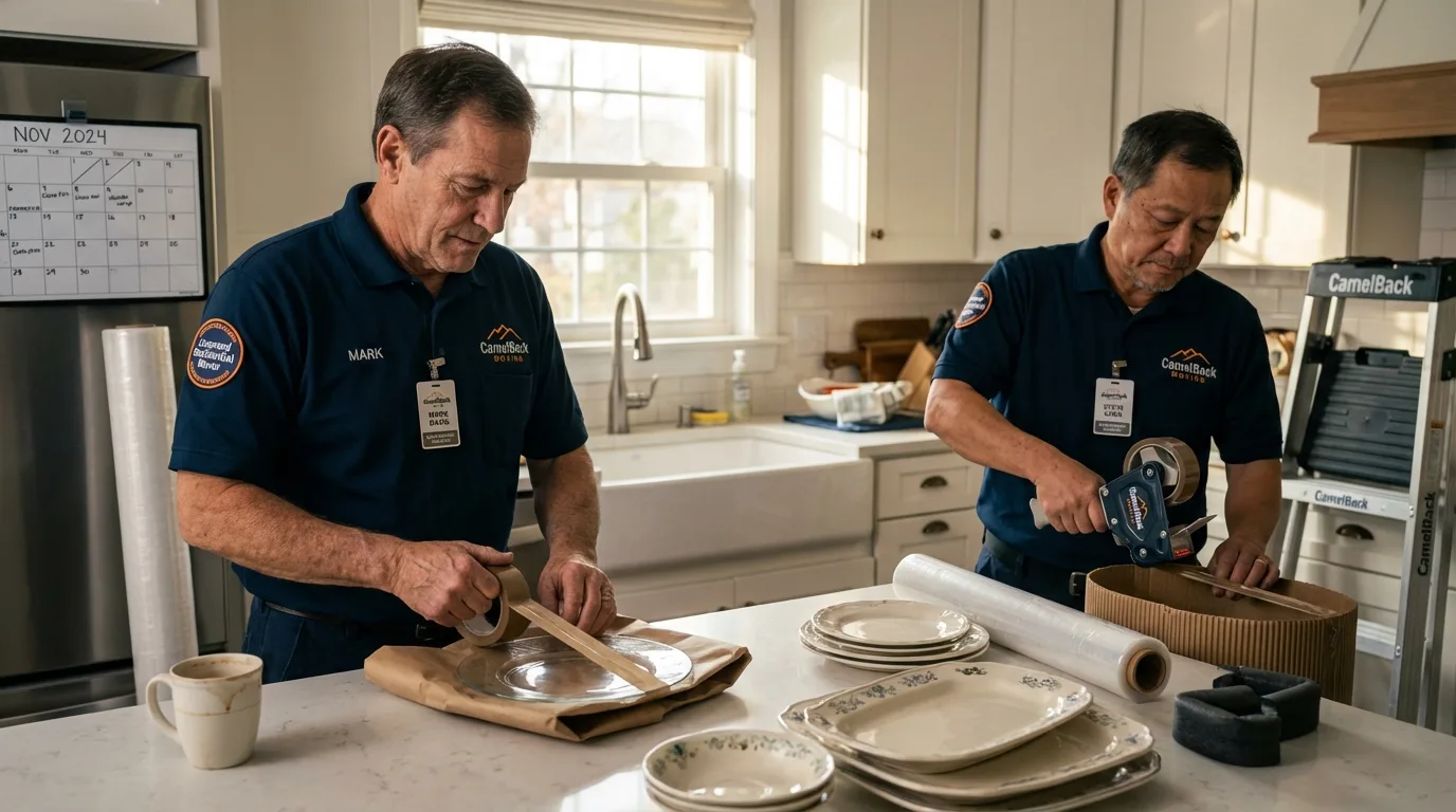 Professional crew packing kitchen dishware in Arlington Heights, IL